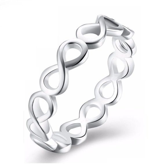 ⚡  Classic Design 925 Silver Plated Infinity Band Ring, FB16FA1143 - Picture 1 of 5